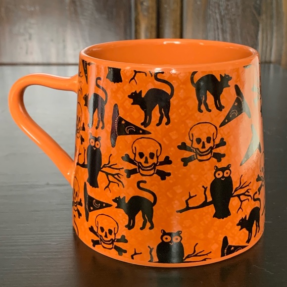 Vintage Style Halloween Mug - Black Cats Skull & Crossbones Owl Witch Hat - Picture 6 of 8